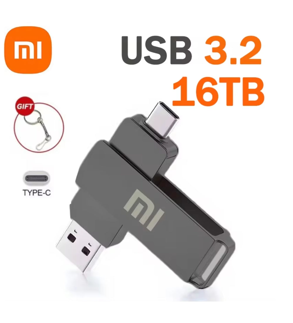Xiaomi 16TB Flash Drive USB 3.2 High Speed Waterproof USB Transfer Type-c 2-In-1 8TB 16TB OTG Pendrive Flash Disk For Computer
